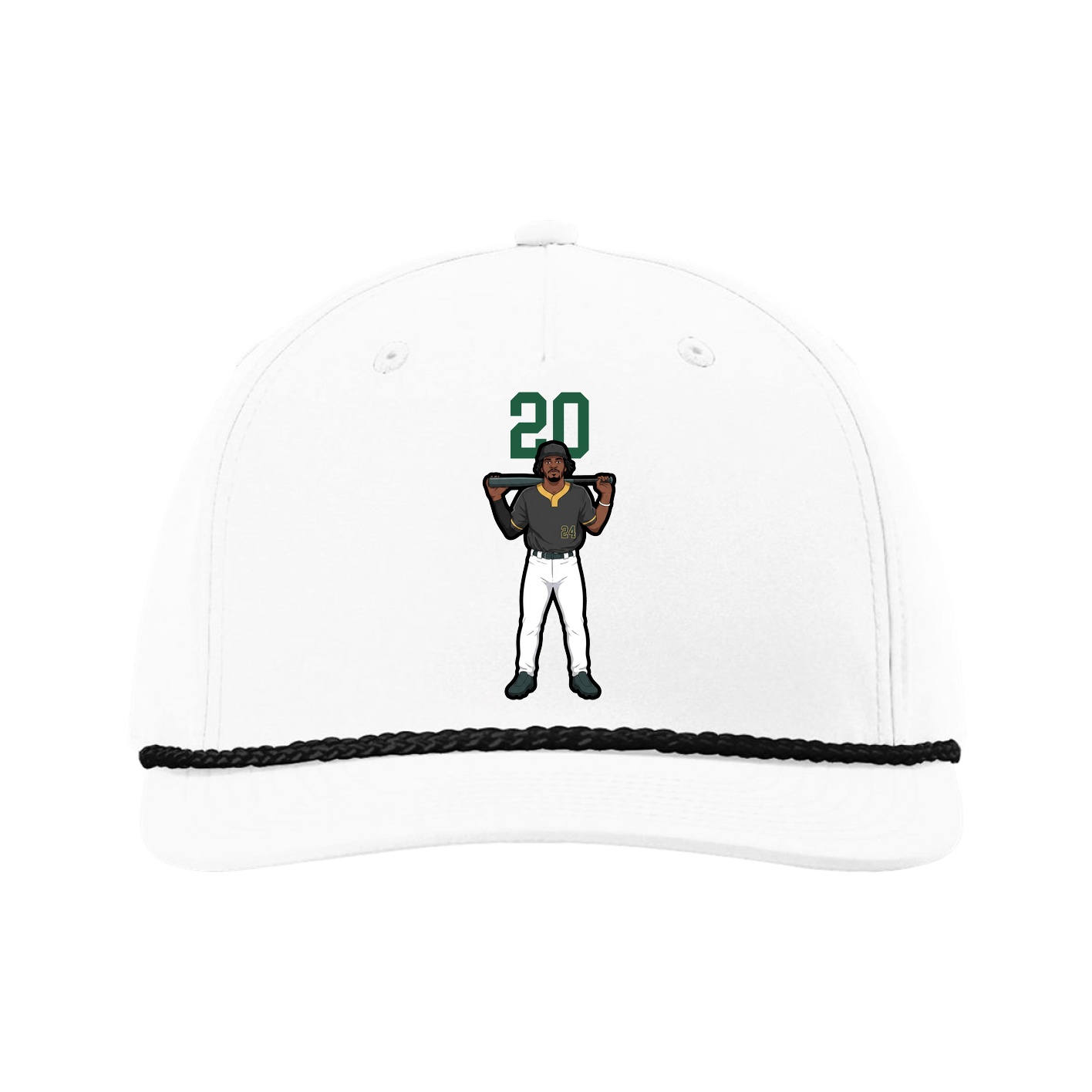 Five-Panel Classic Rope Cap — Number Top in White