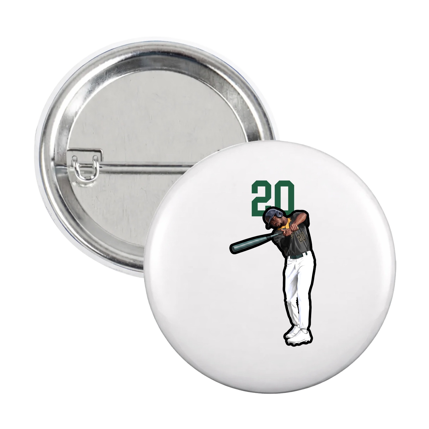 Game Day Button — Number Top in White