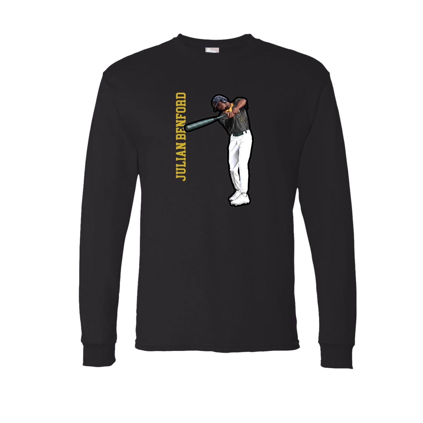 Long Sleeve Tee — Name Vertical in Black