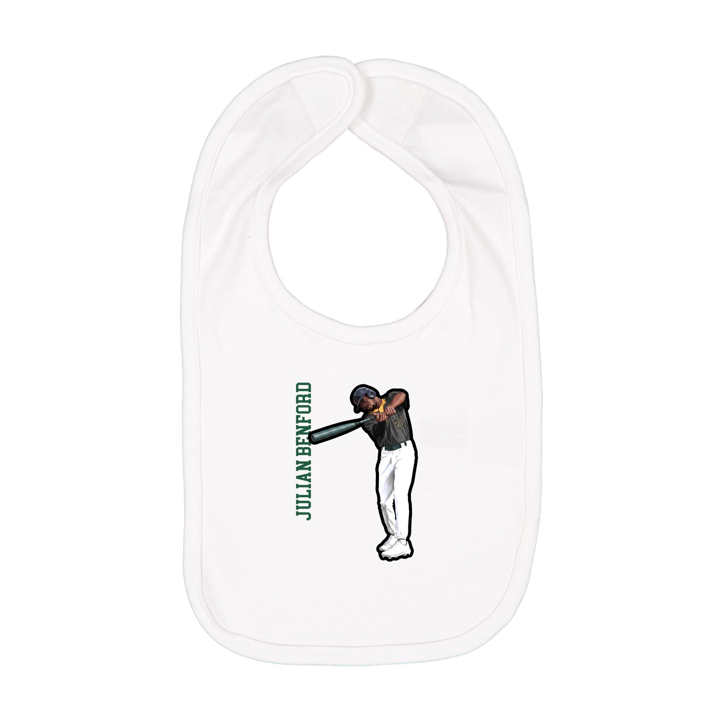 Infant Bib — Name Vertical in White