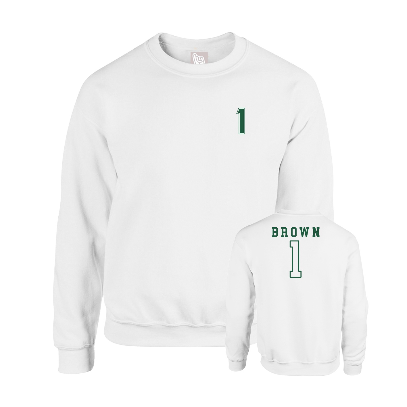 Fleece Crew — Chest Back in White