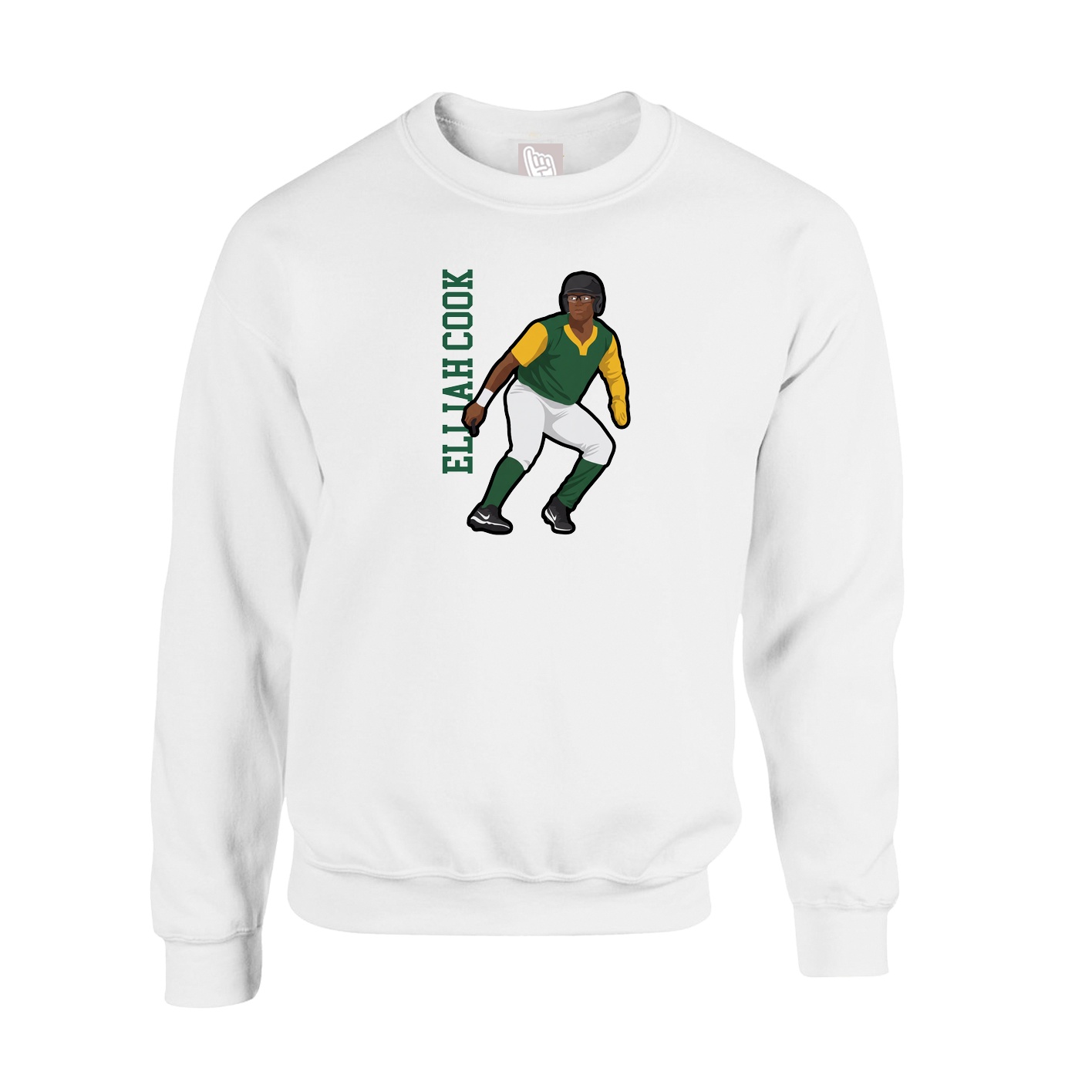 Fleece Crew — Name Vertical in White