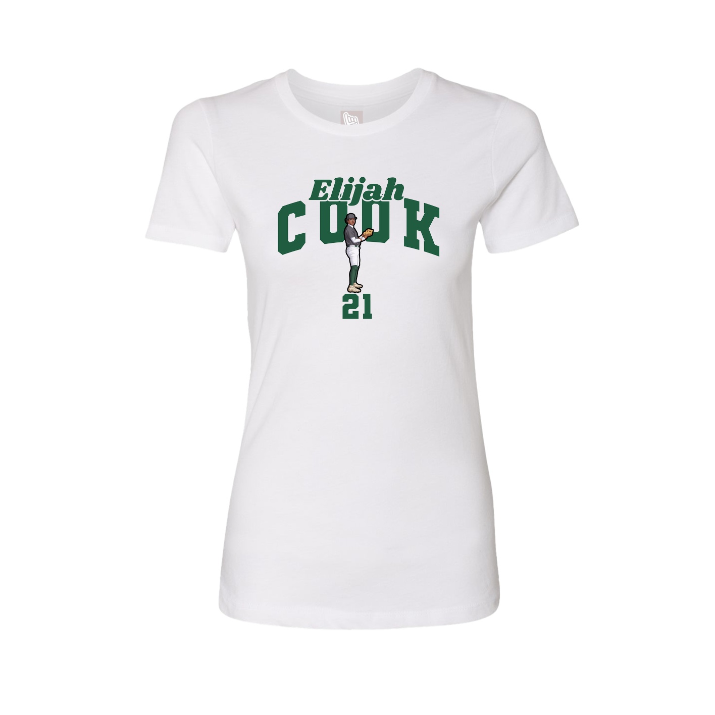 Fitted Women's Tee — Signature Arch in White