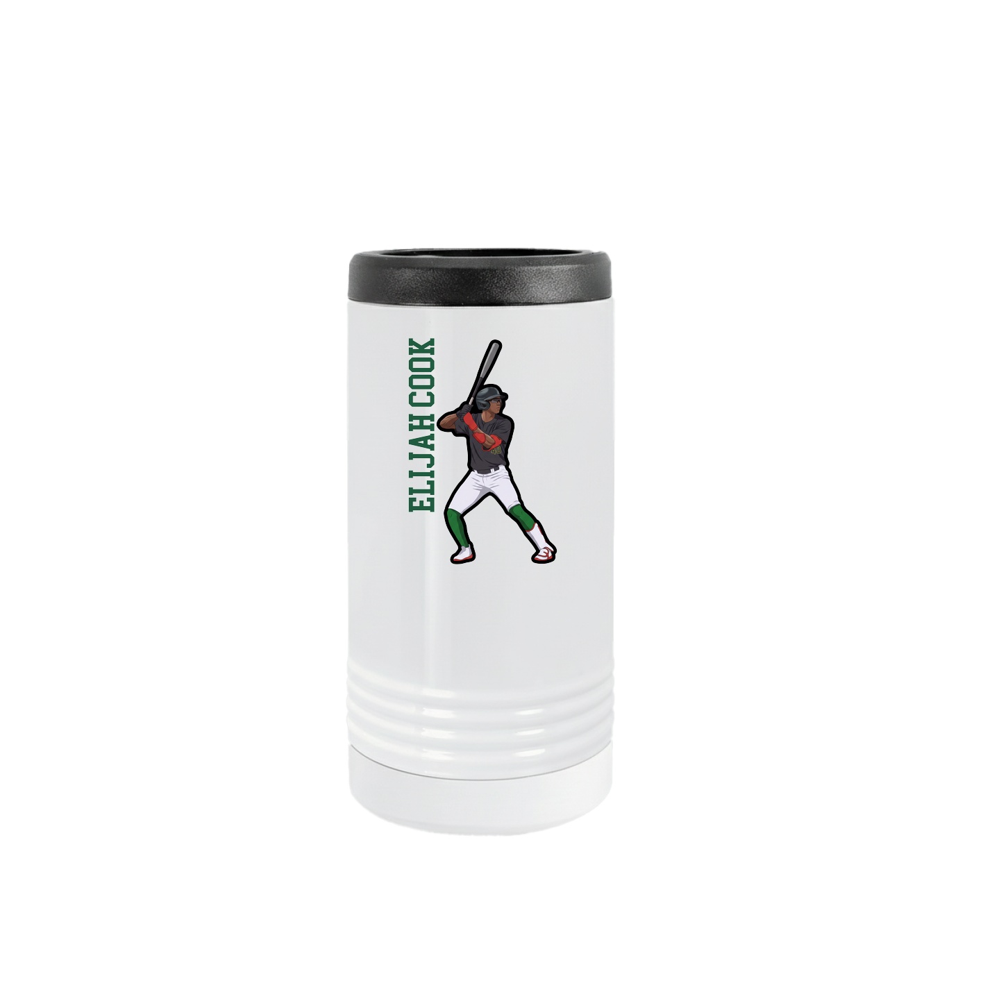 Slim Beverage Holder — Name Vertical in White