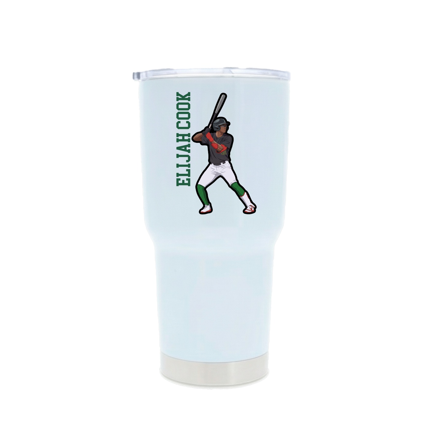 30oz Stainless Steel Tumbler — Name Vertical in White