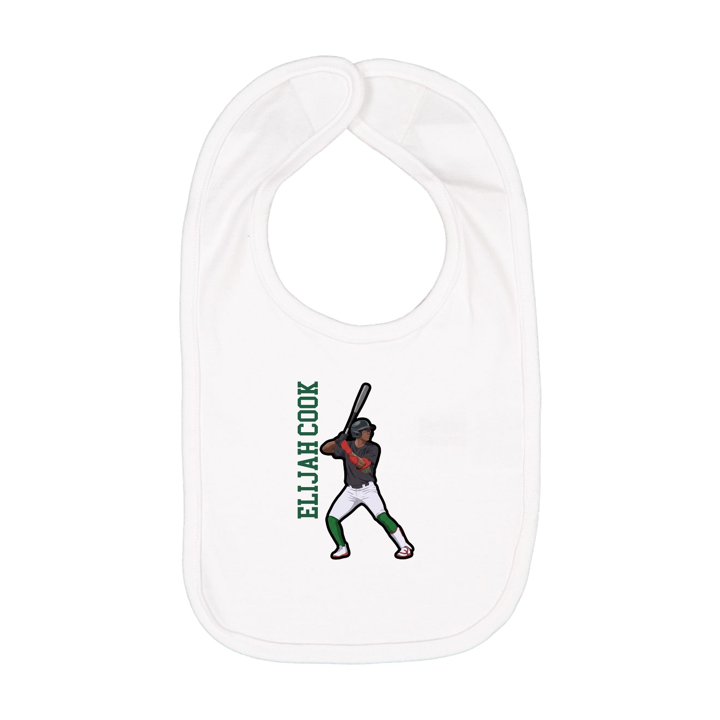 Infant Bib — Name Vertical in White
