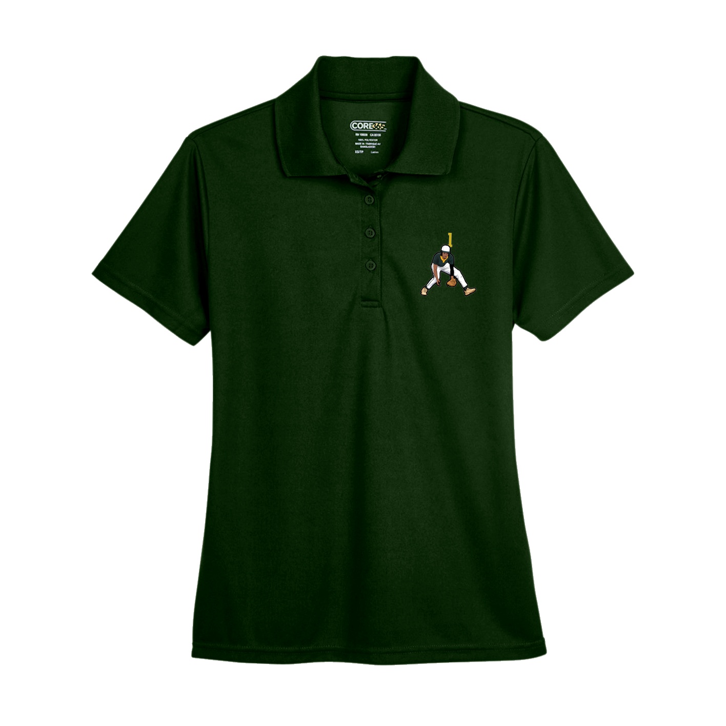 Womens Performance Polo — Number Top in Green