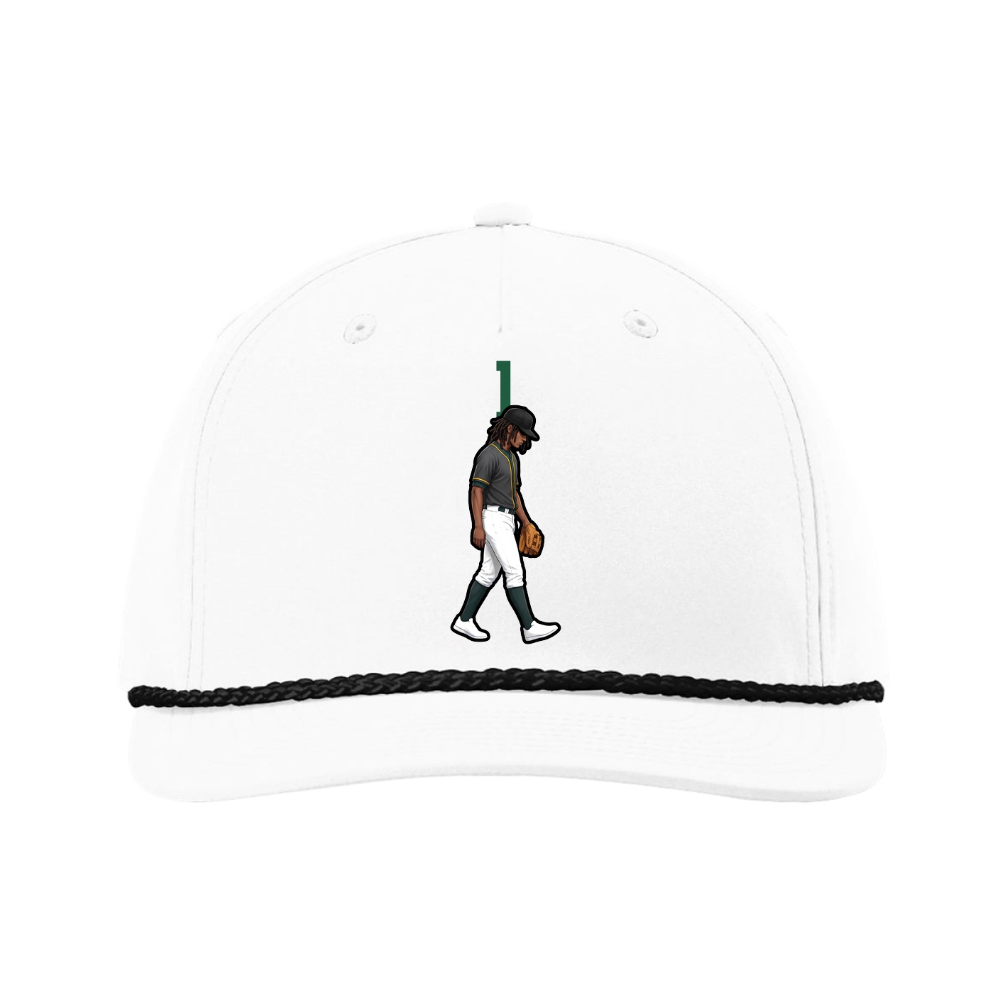 Five-Panel Classic Rope Cap — Number Top in White