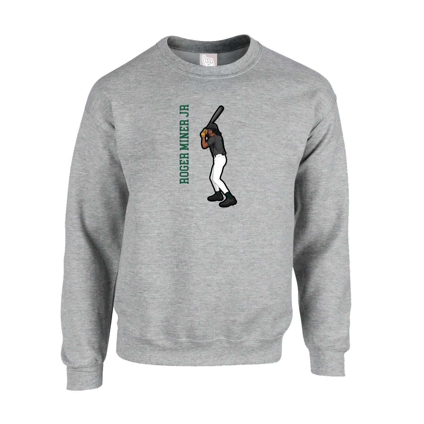 Fleece Crew — Name Vertical in Grey