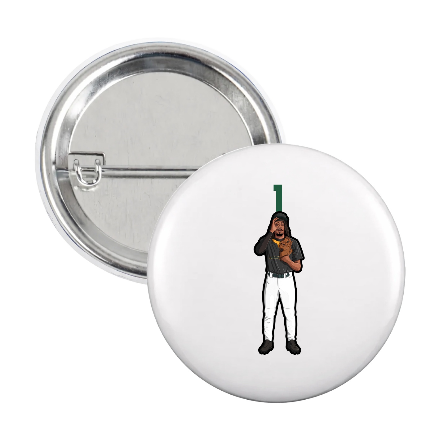 Game Day Button — Number Top in White