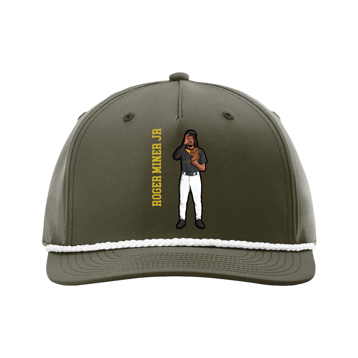Five-Panel Classic Rope Cap — Name Vertical in Green