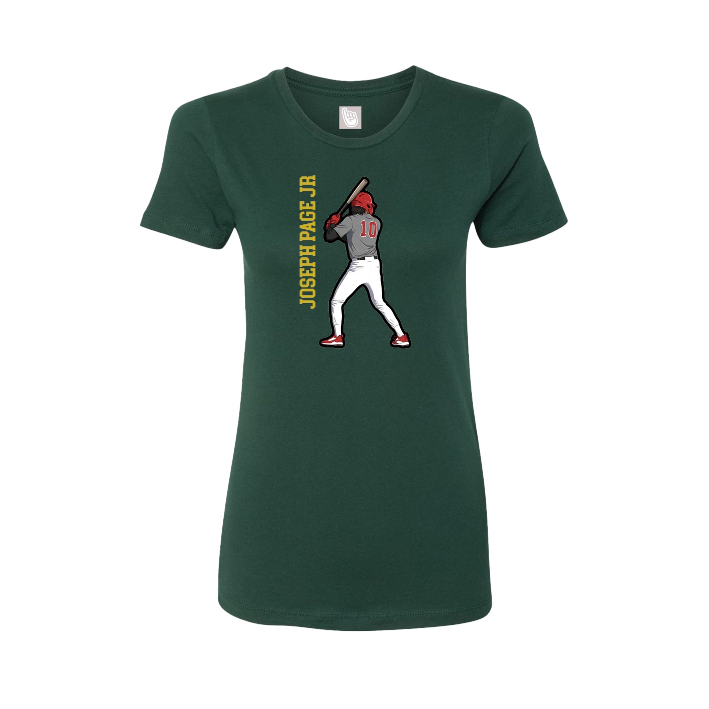 Fitted Women's Tee — Name Vertical in Green