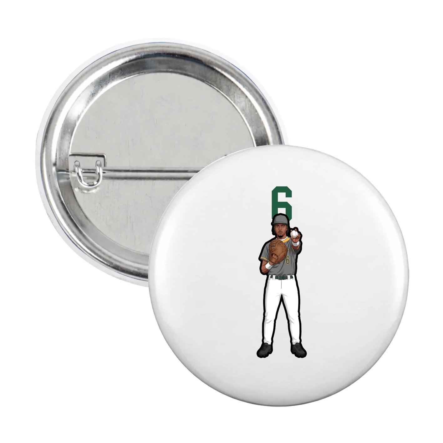 Game Day Button — Number Top in White