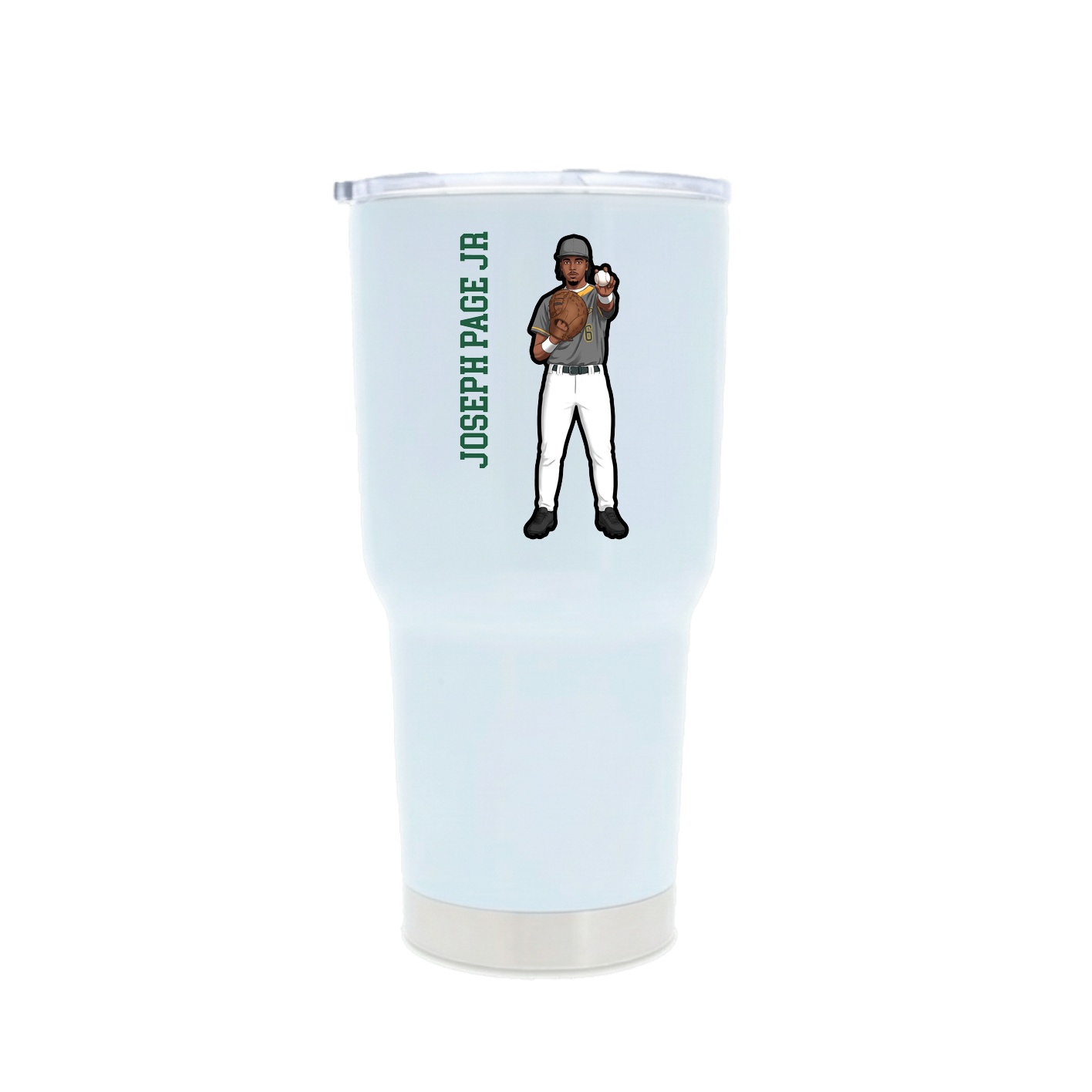 30oz Stainless Steel Tumbler — Name Vertical in White