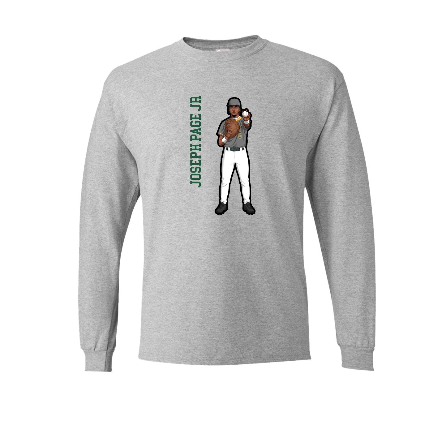 Long Sleeve Tee — Name Vertical in Grey