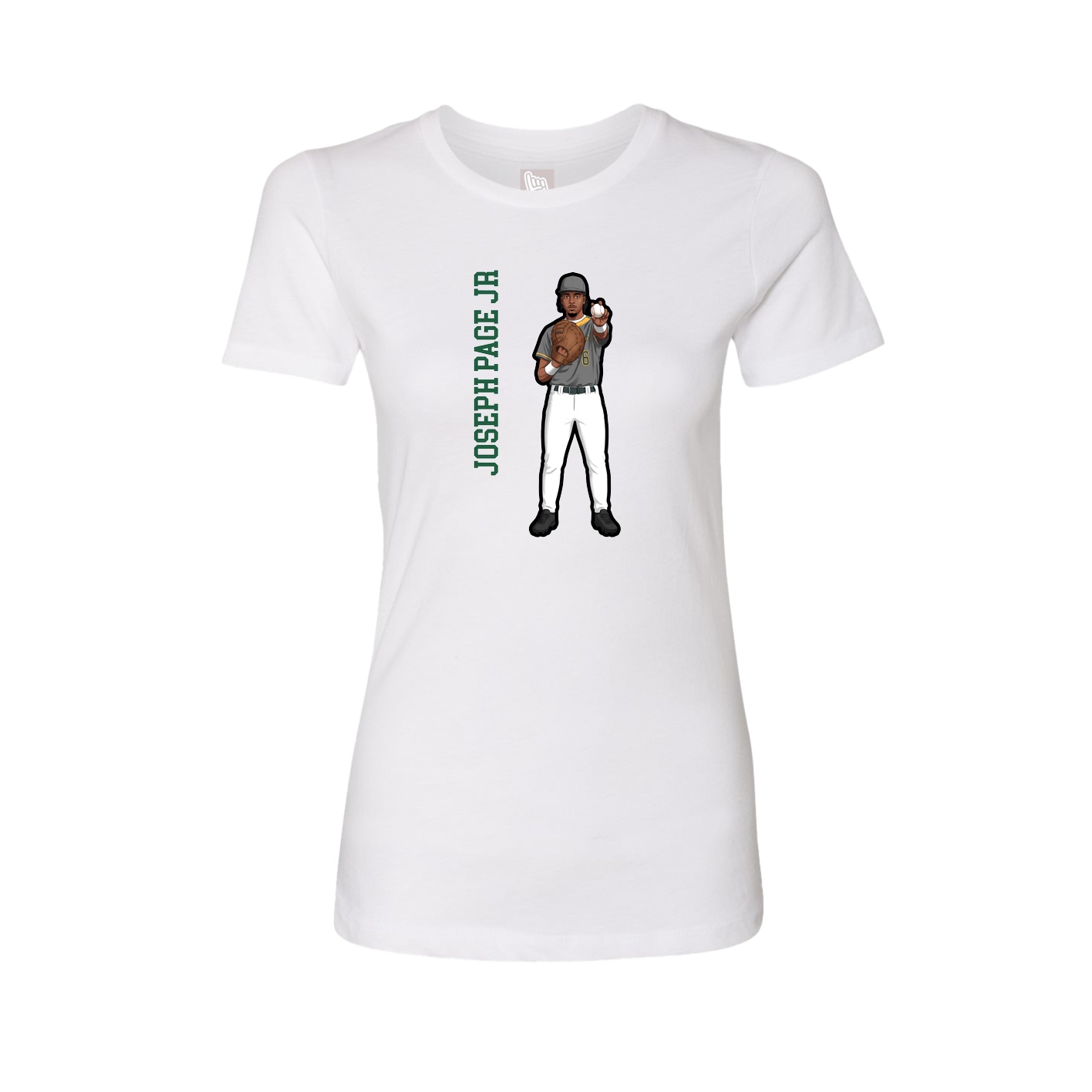 Fitted Women's Tee — Name Vertical in White