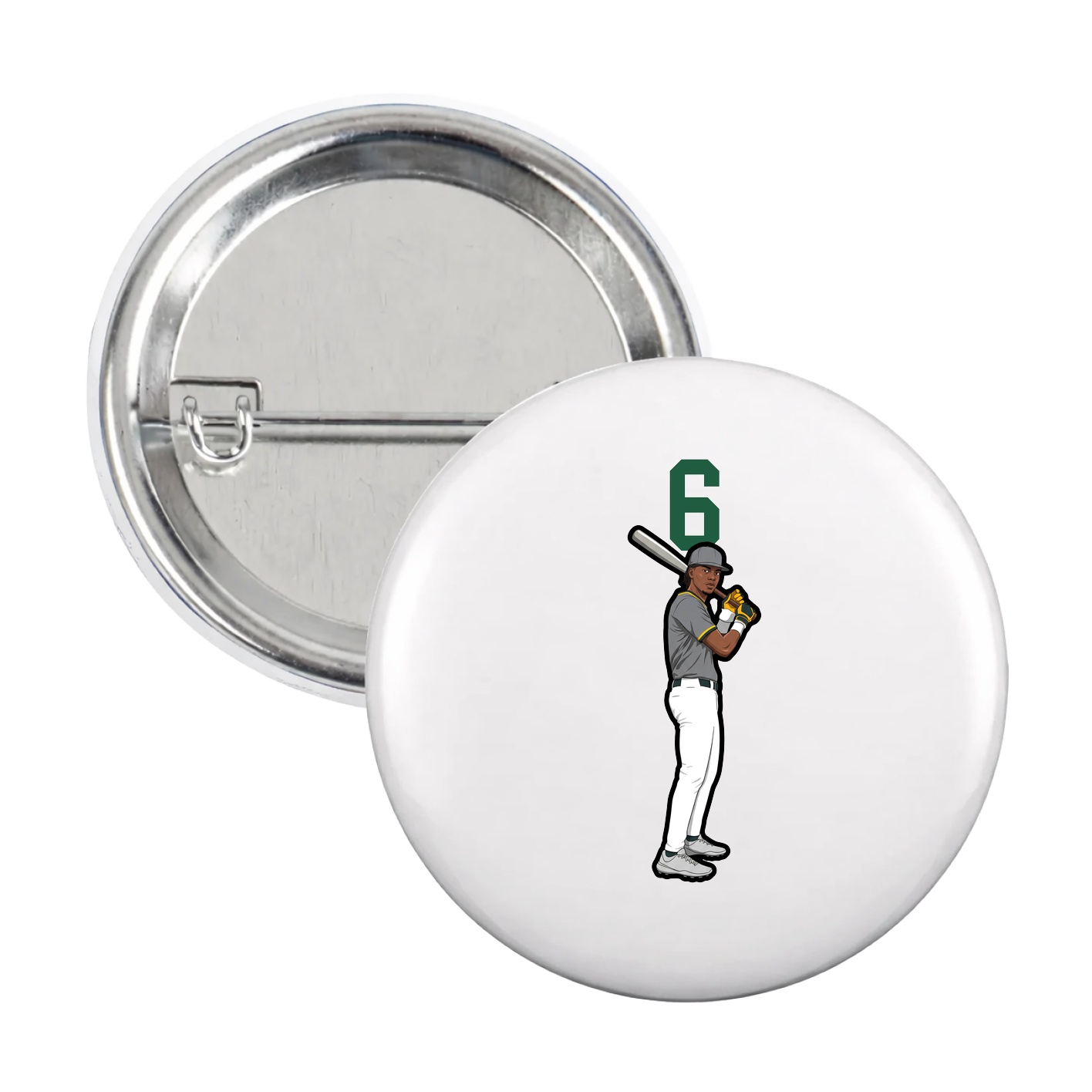 Game Day Button — Number Top in White