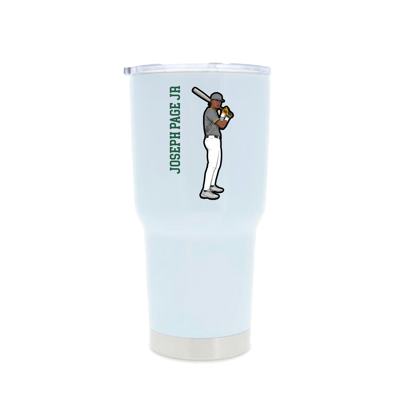 30oz Stainless Steel Tumbler — Name Vertical in White