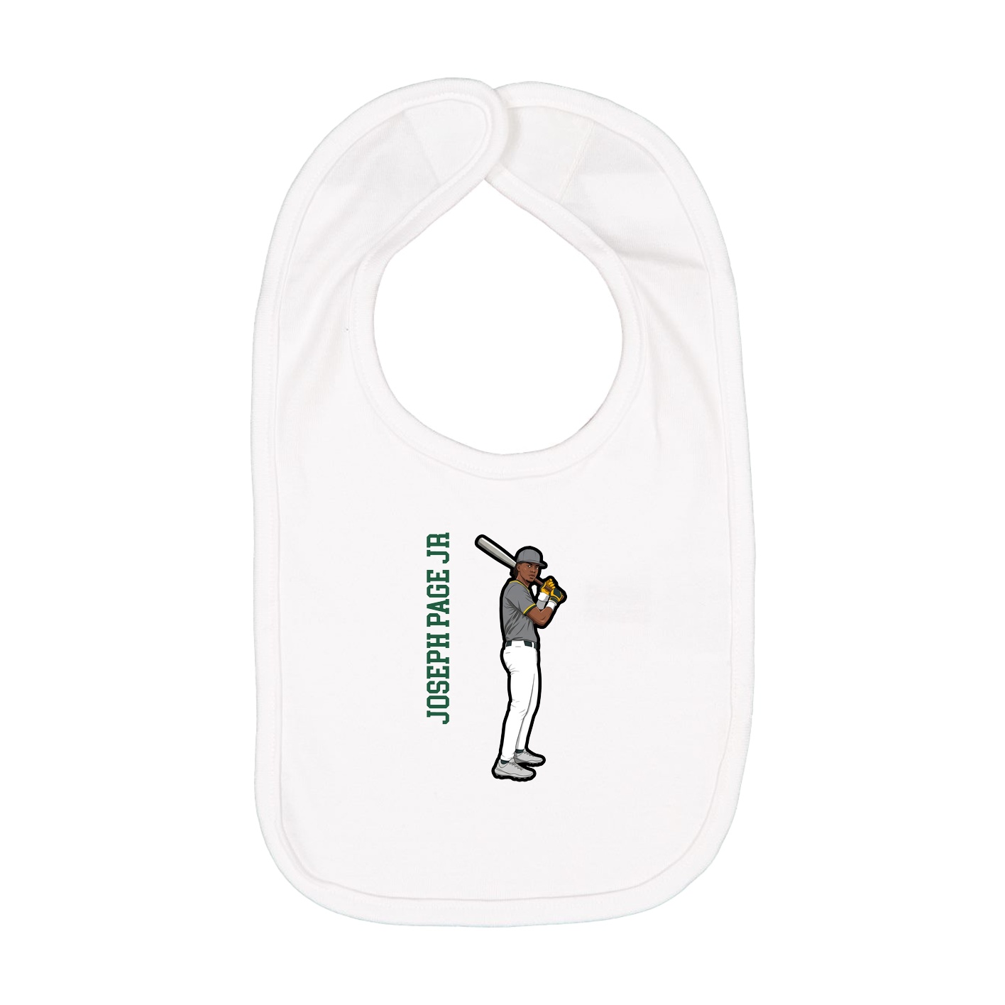 Infant Bib — Name Vertical in White