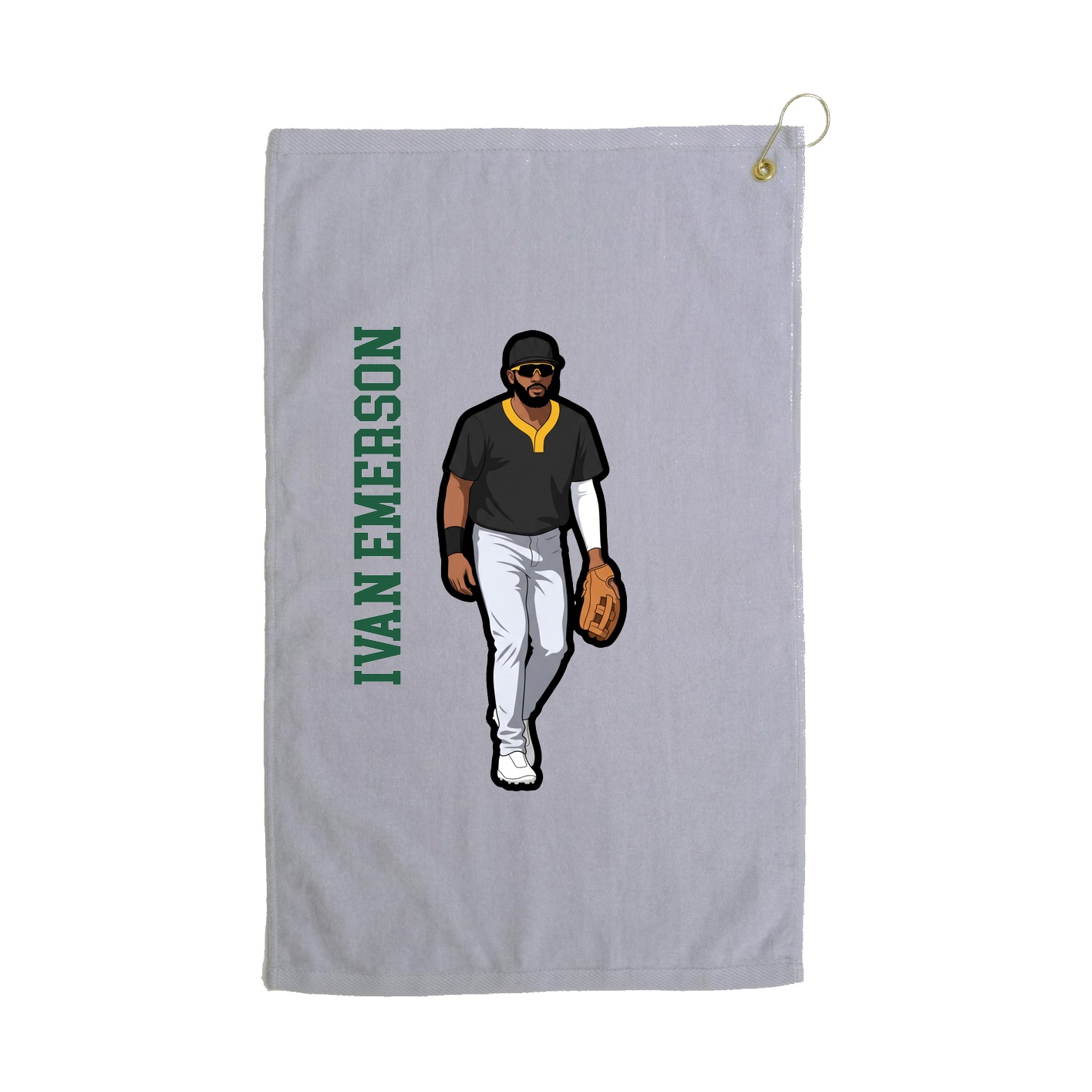 Golf Towel — Name Vertical in Grey