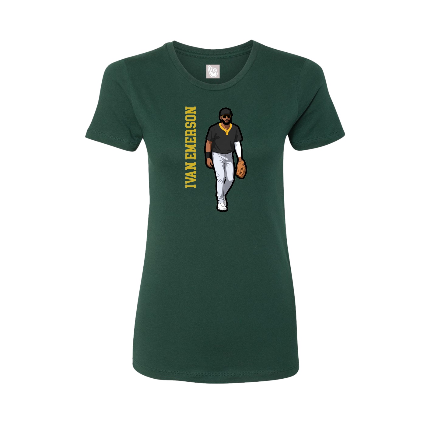 Fitted Women's Tee — Name Vertical in Green
