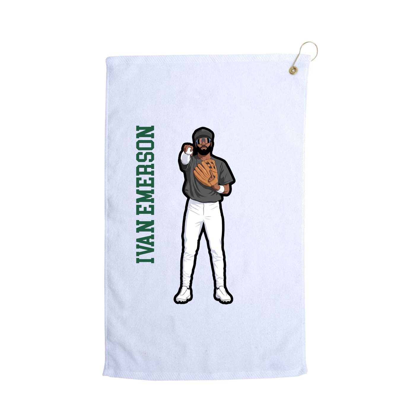 Golf Towel — Name Vertical in White