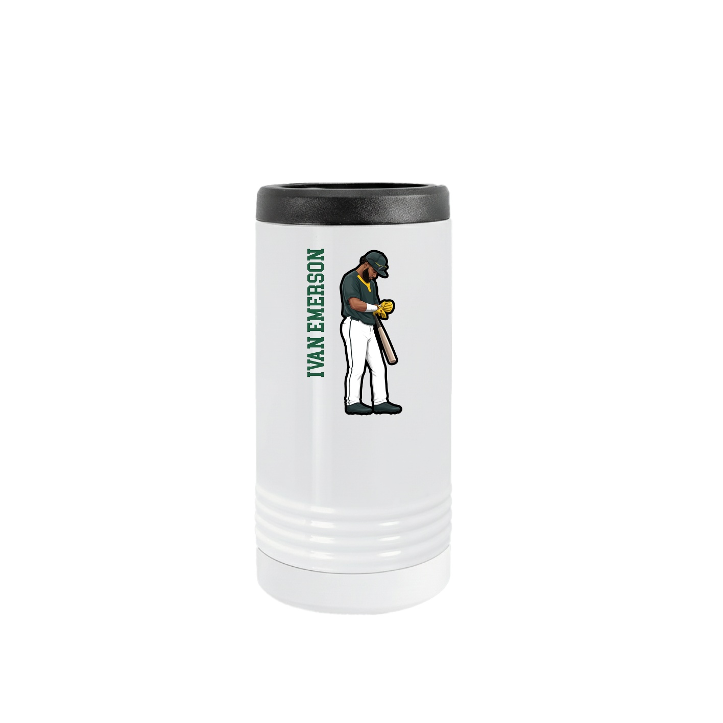 Slim Beverage Holder — Name Vertical in White