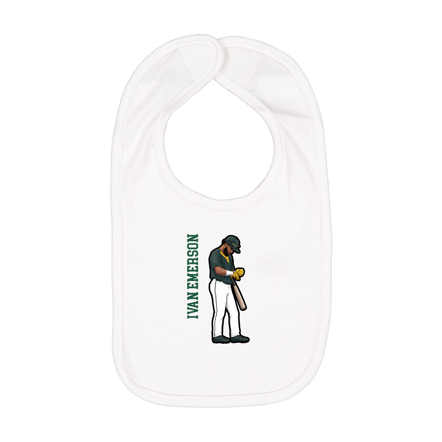 Infant Bib — Name Vertical in White