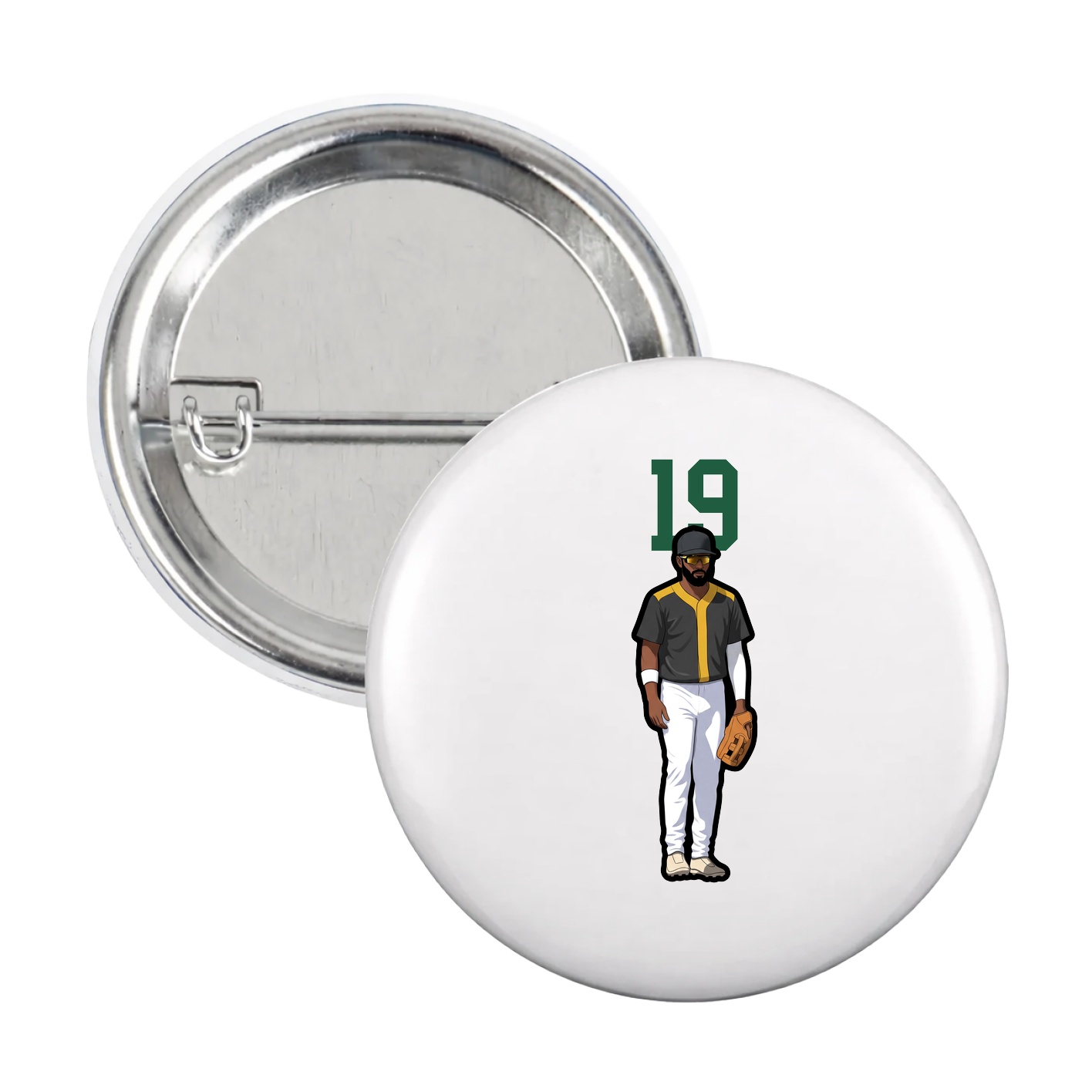 Game Day Button — Number Top in White