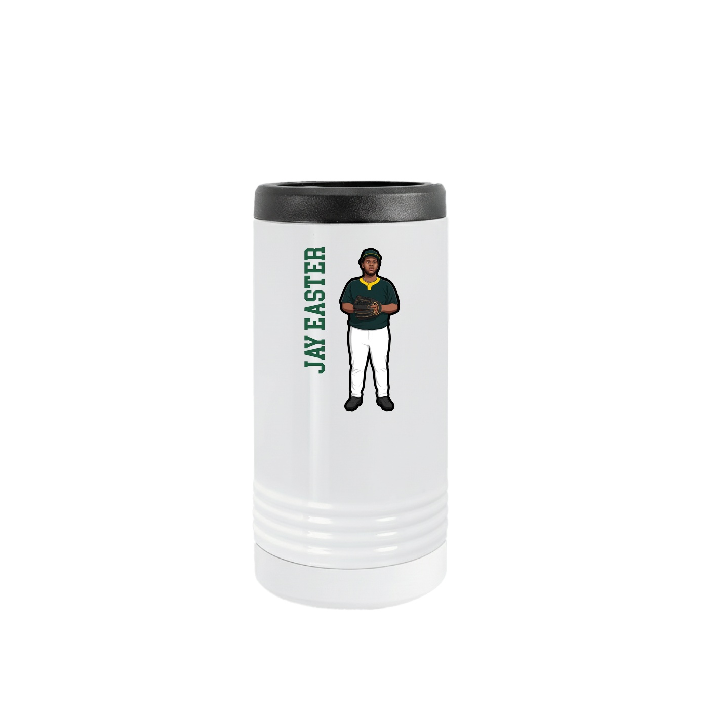 Slim Beverage Holder — Name Vertical in White