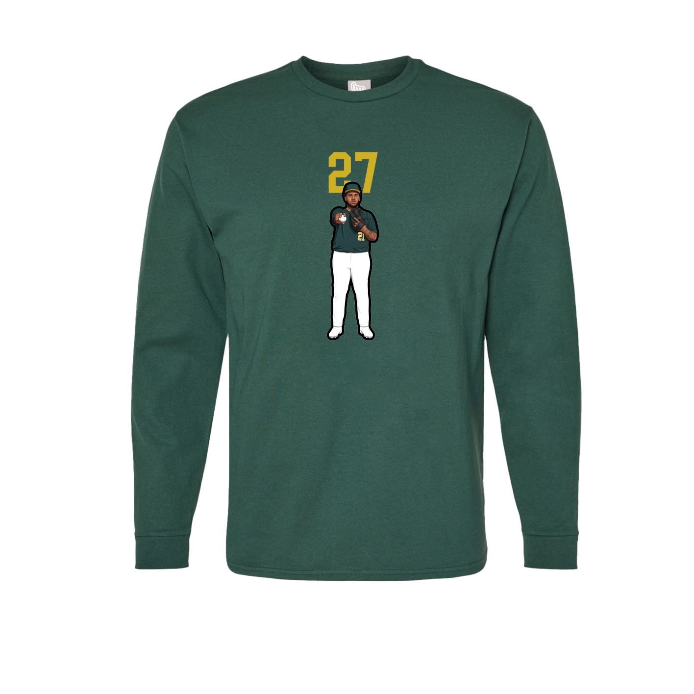 Long Sleeve Tee — Number Top in Green
