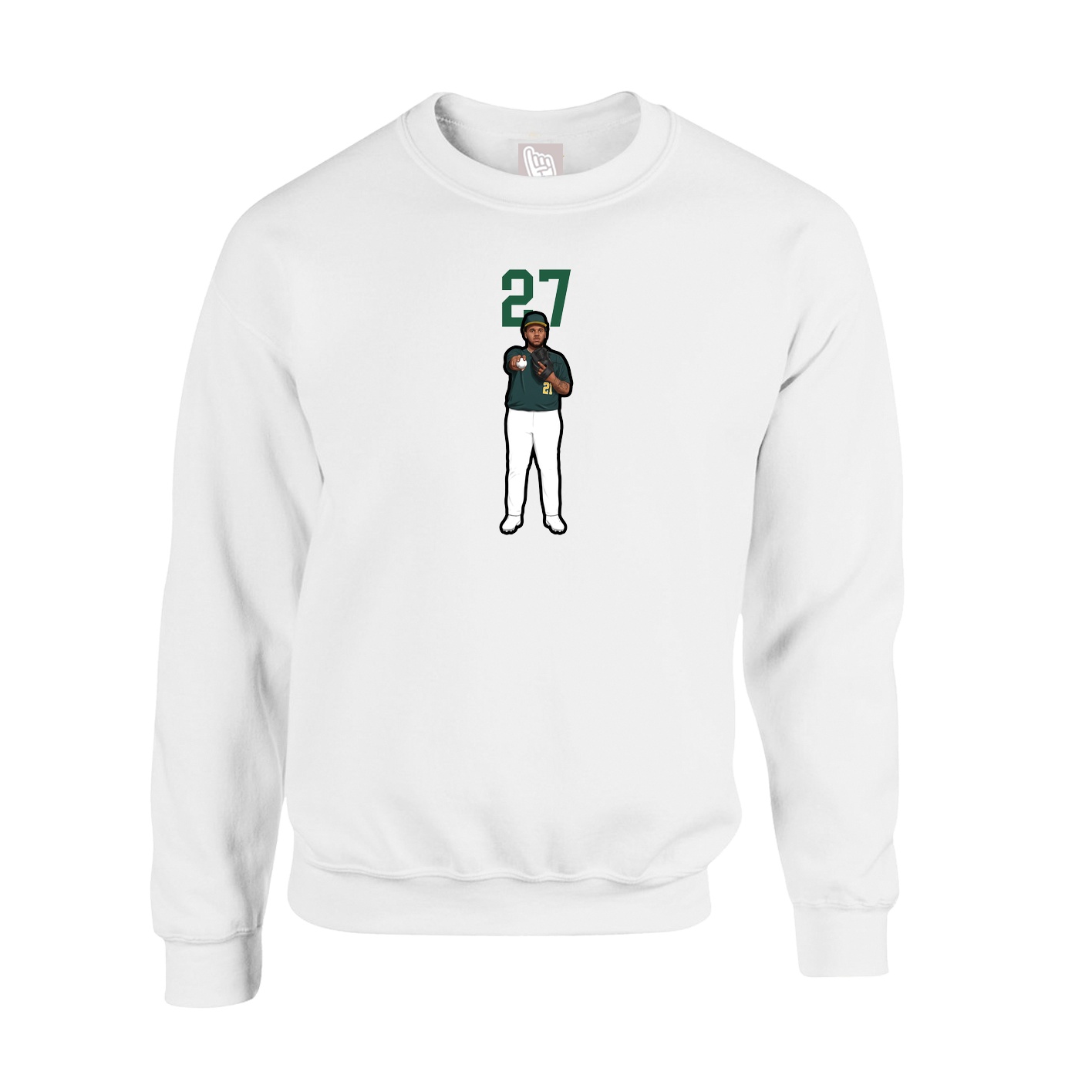 Fleece Crew — Number Top in White