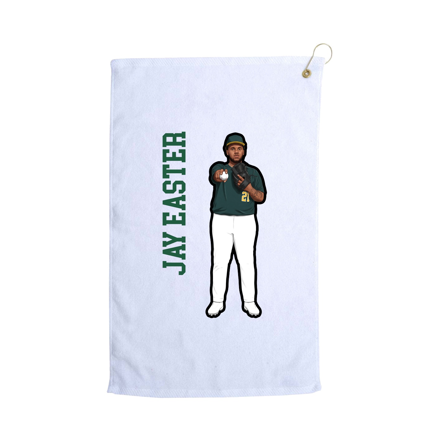 Golf Towel — Name Vertical in White