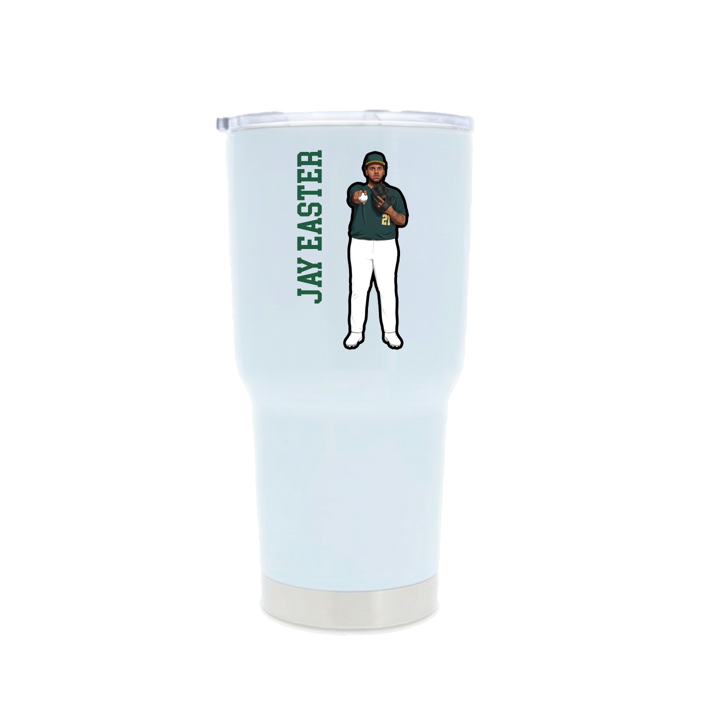30oz Stainless Steel Tumbler — Name Vertical in White