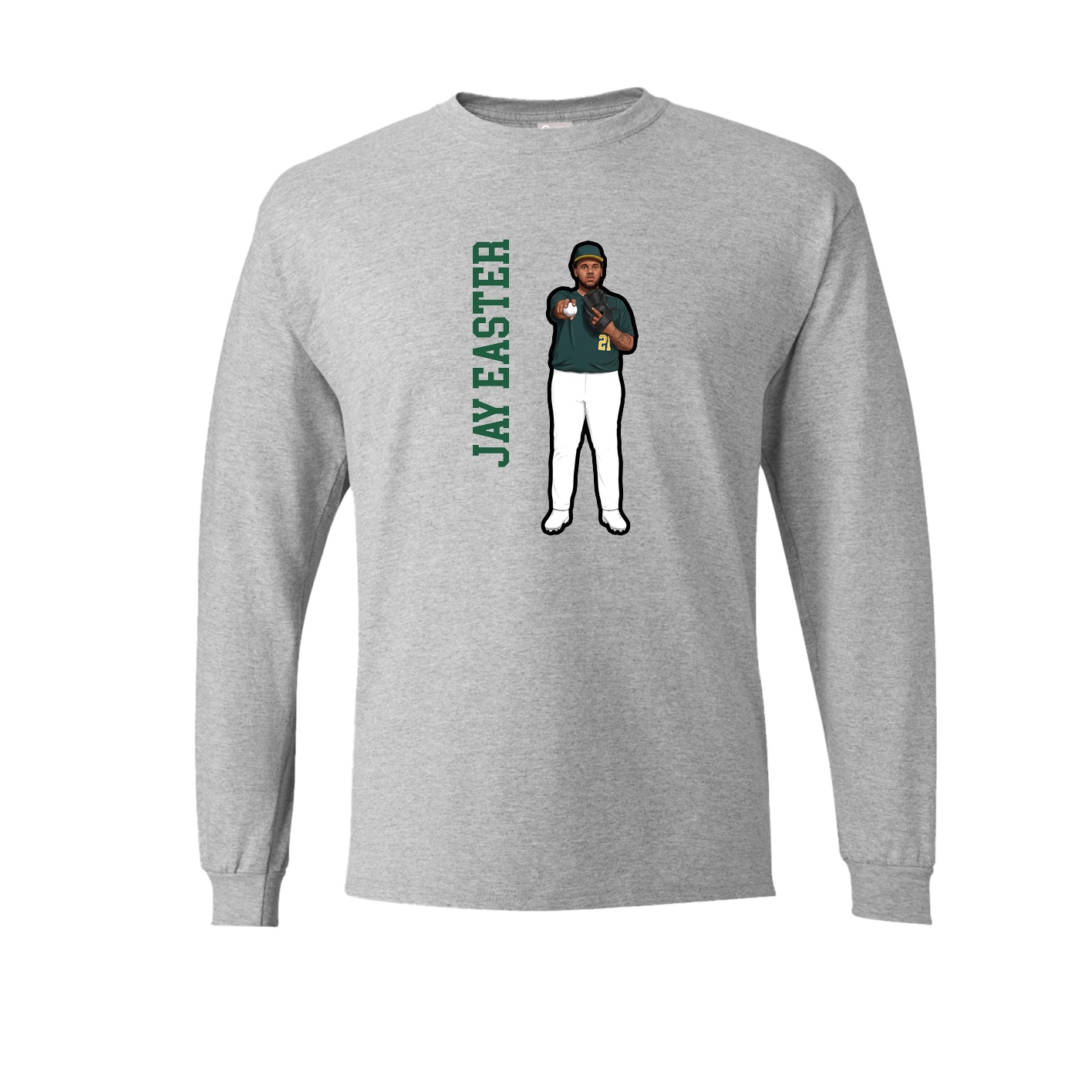 Long Sleeve Tee — Name Vertical in Grey