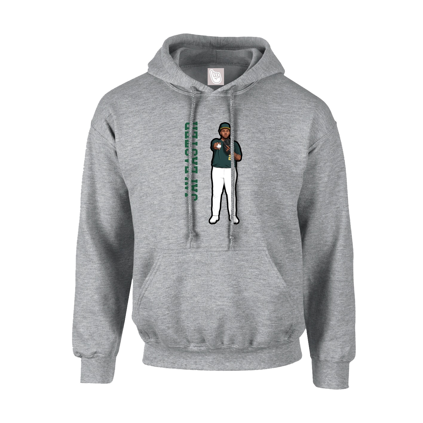 Hoodie — Name Vertical in Grey