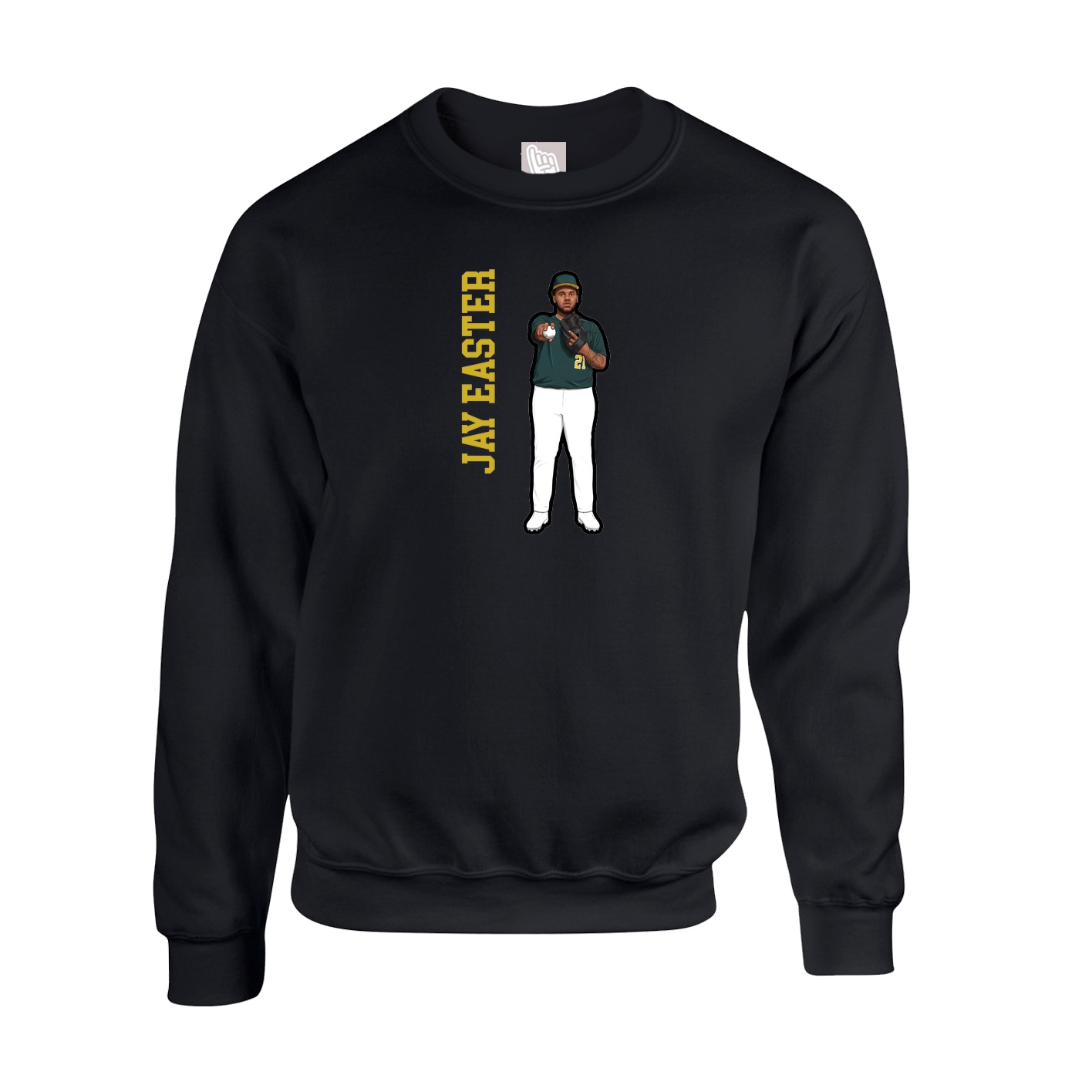 Fleece Crew — Name Vertical in Black