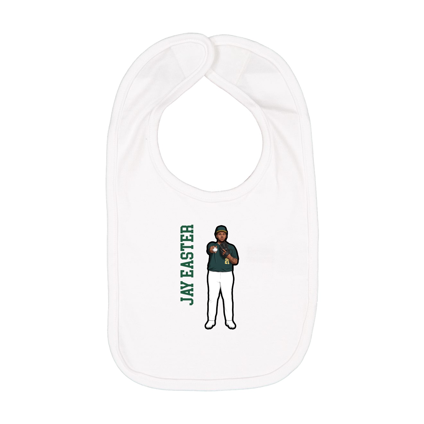 Infant Bib — Name Vertical in White