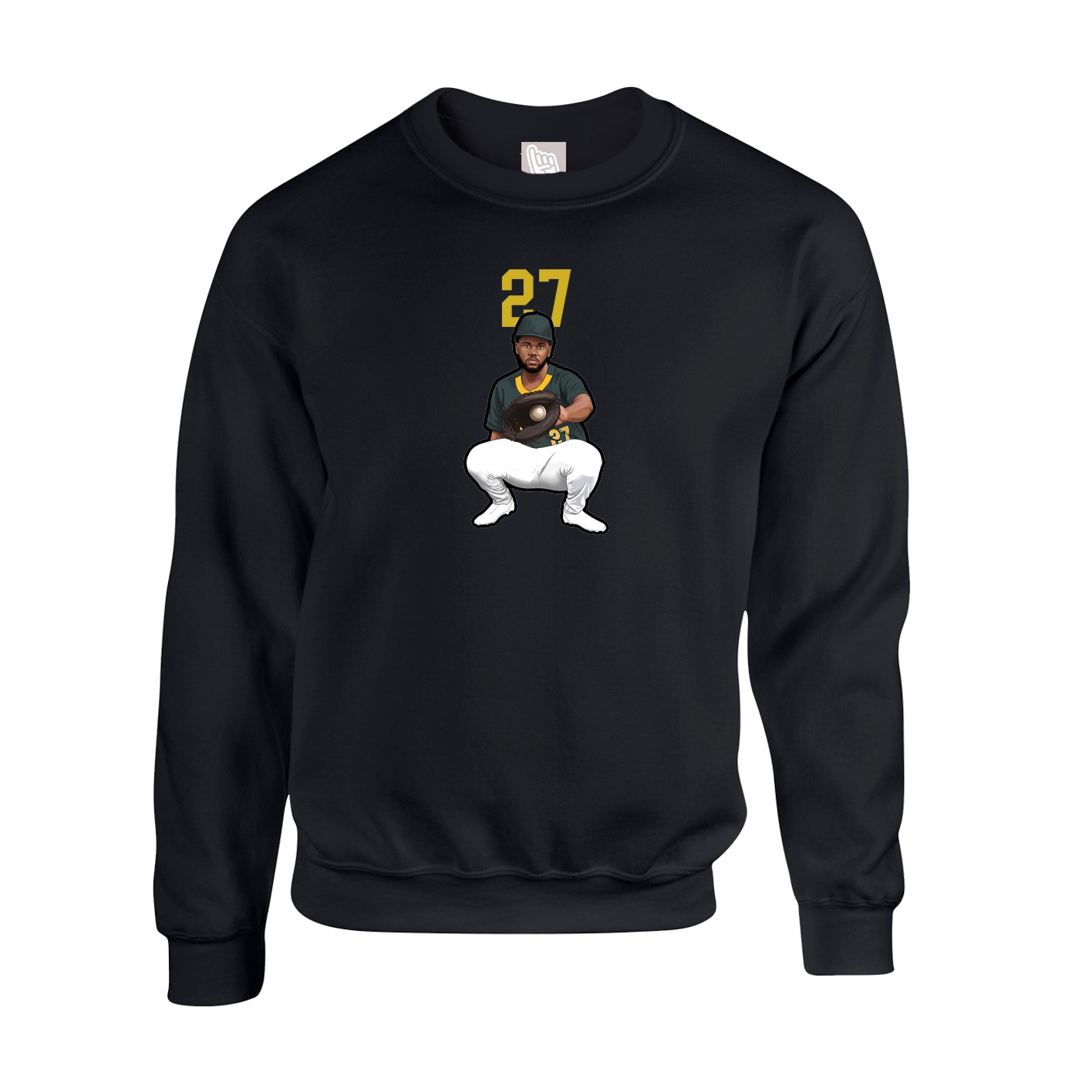 Fleece Crew — Number Top in Black