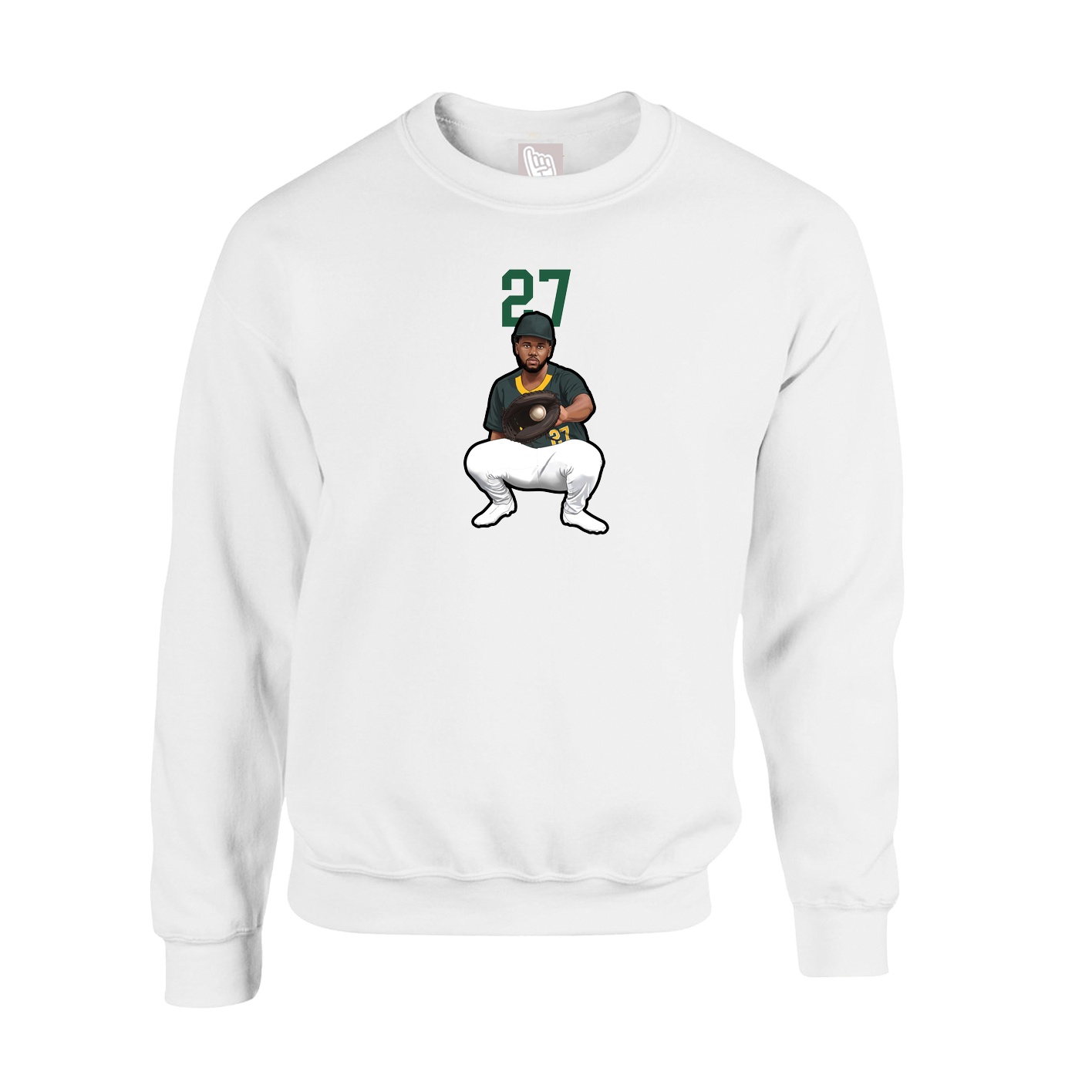 Fleece Crew — Number Top in White