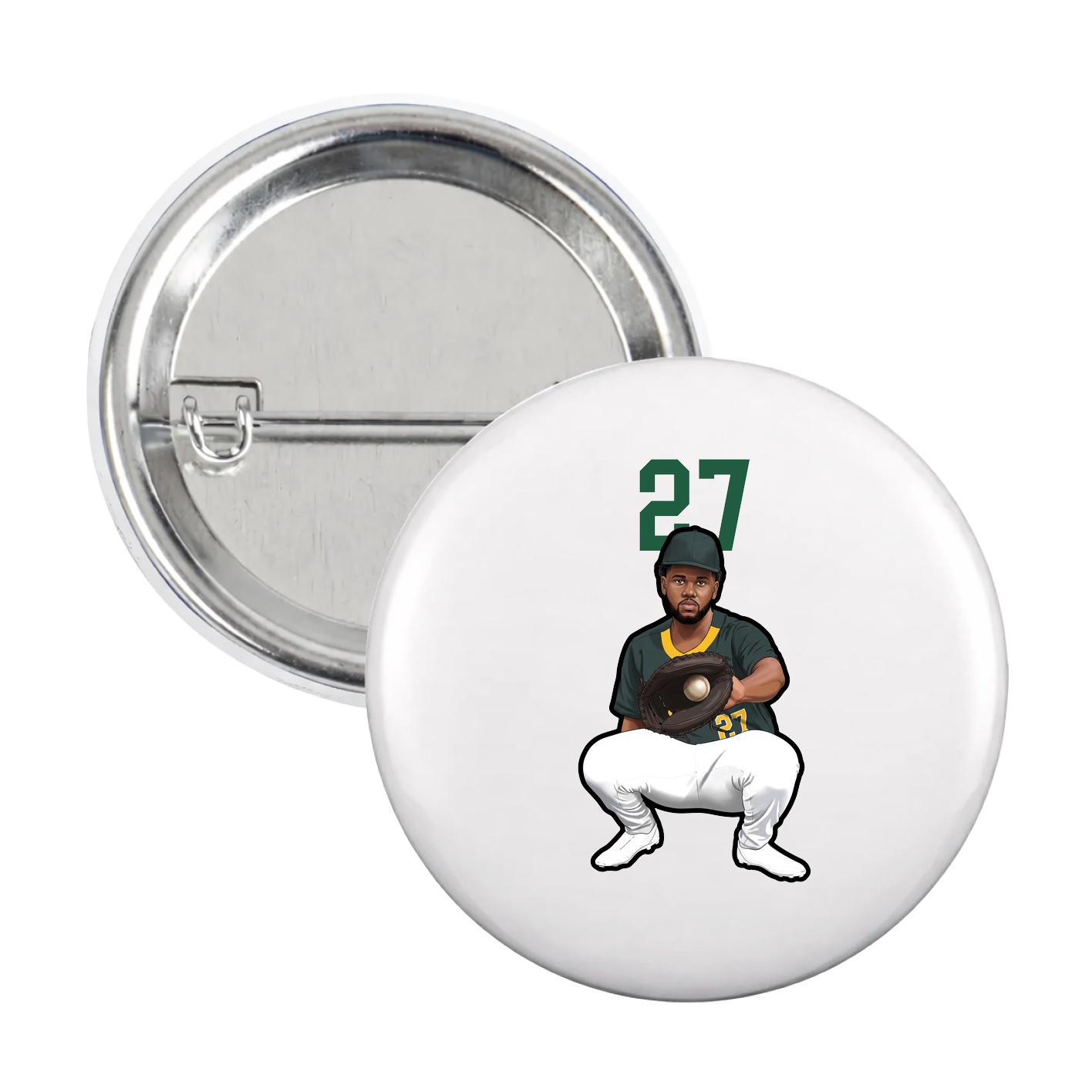 Game Day Button — Number Top in White