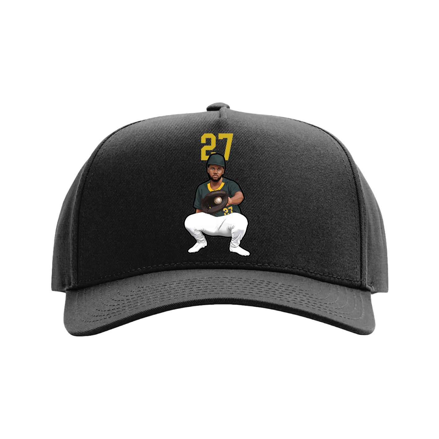 Full Fabric Five-Panel Champ Cap — Number Top in Black
