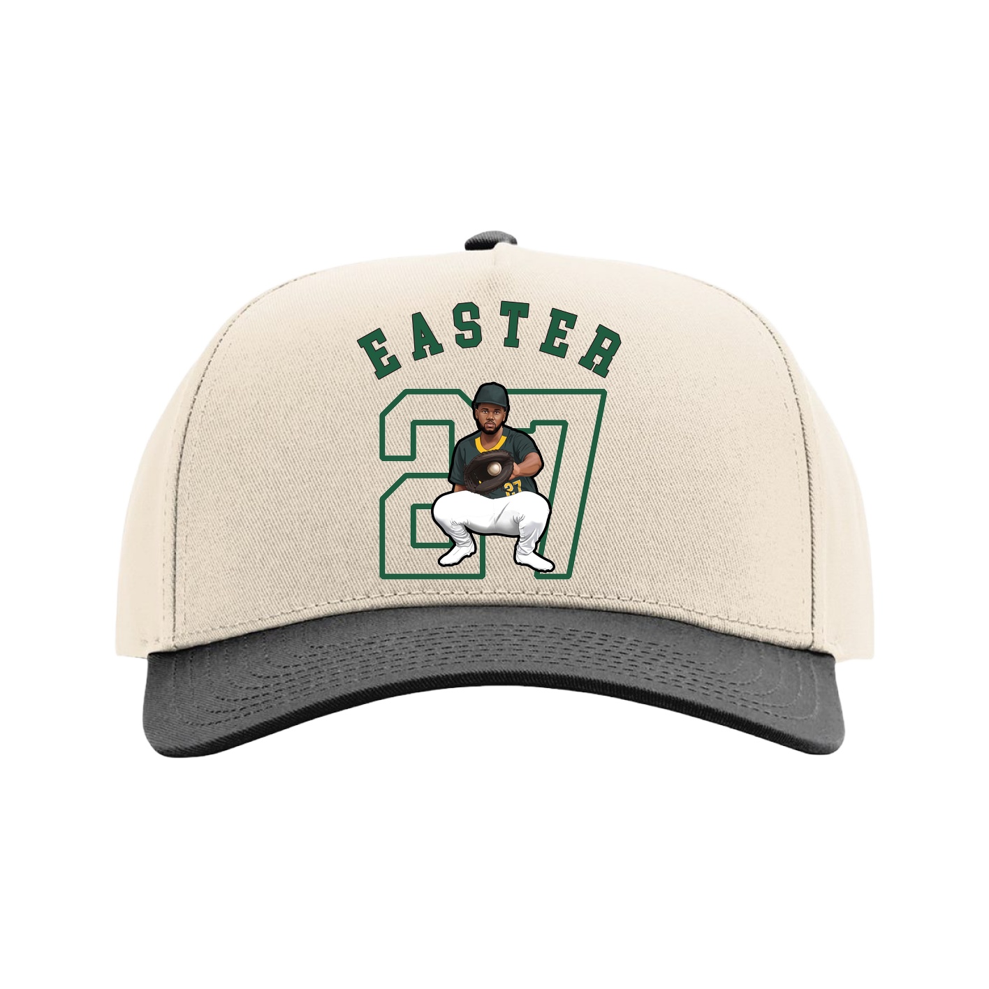 Full Fabric Five-Panel Champ Cap — Shirsey Arch in Cream/Black