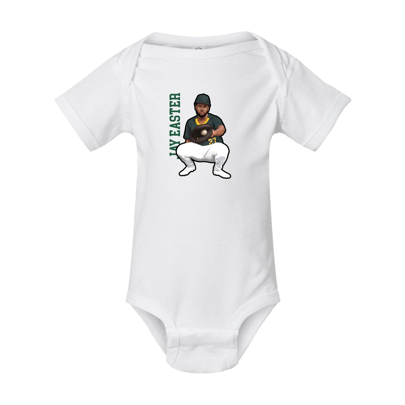 Baby Onesie — Name Vertical in White