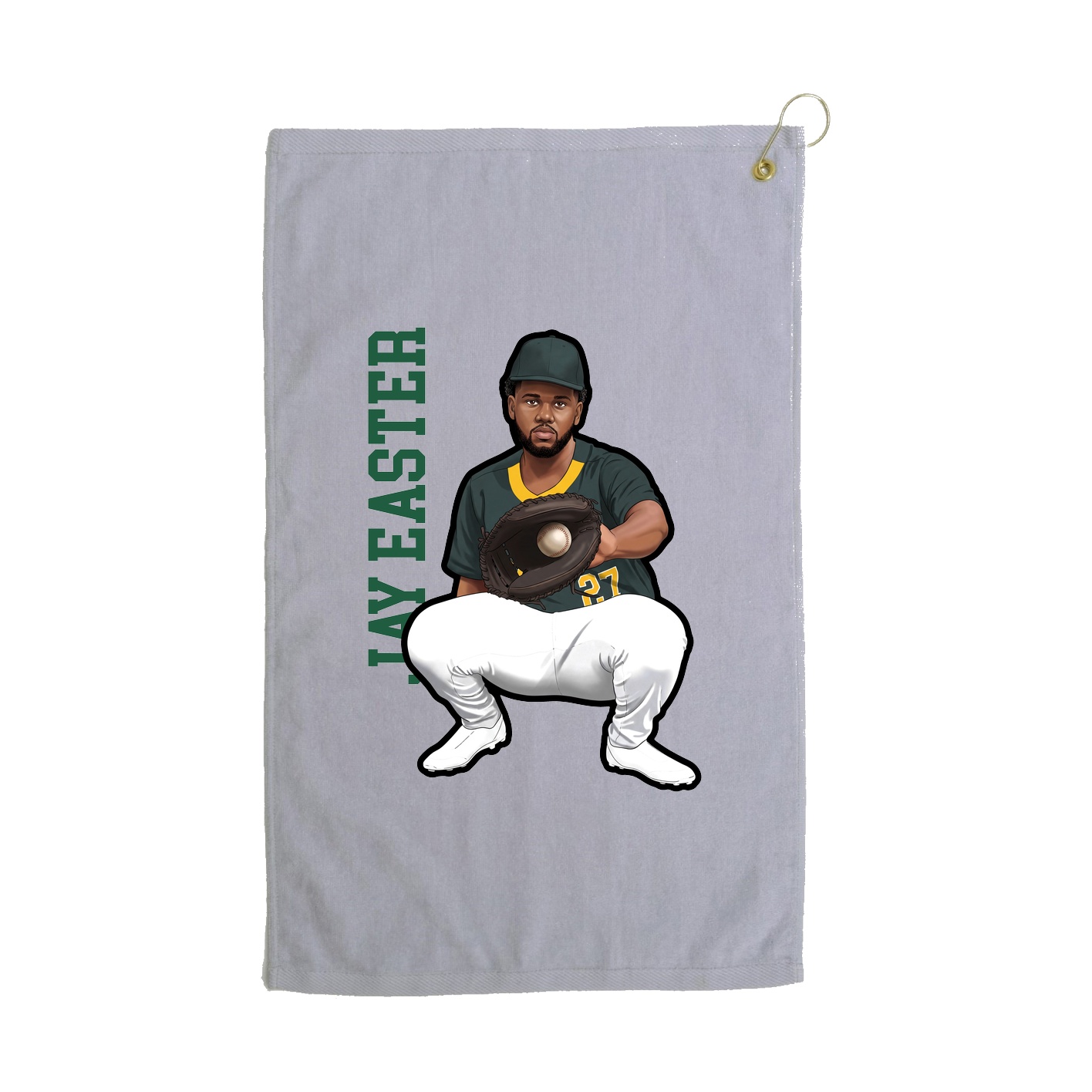 Golf Towel — Name Vertical in Grey