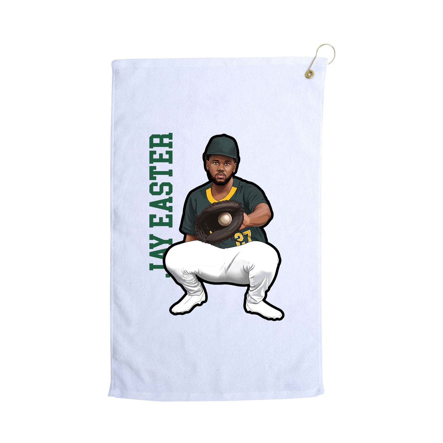 Golf Towel — Name Vertical in White