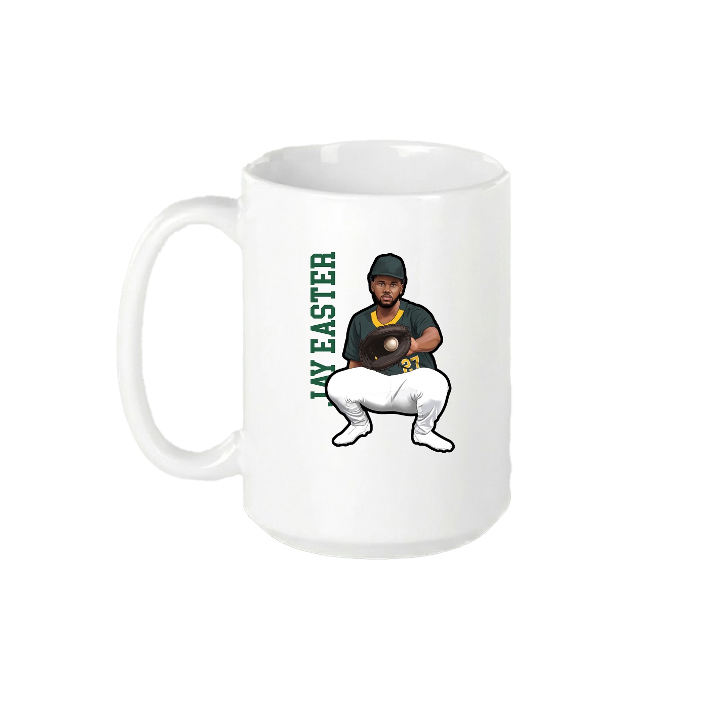 15oz Coffee Mug — Name Vertical in White