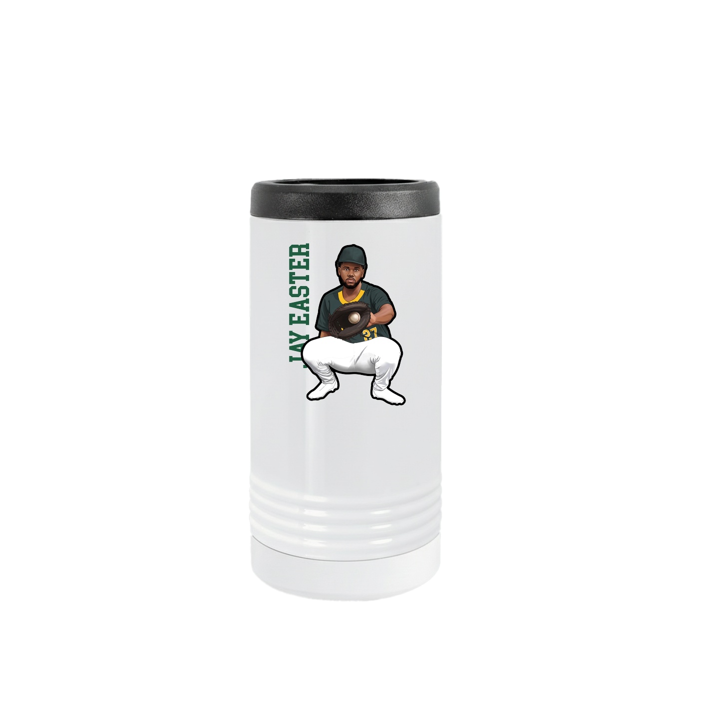 Slim Beverage Holder — Name Vertical in White
