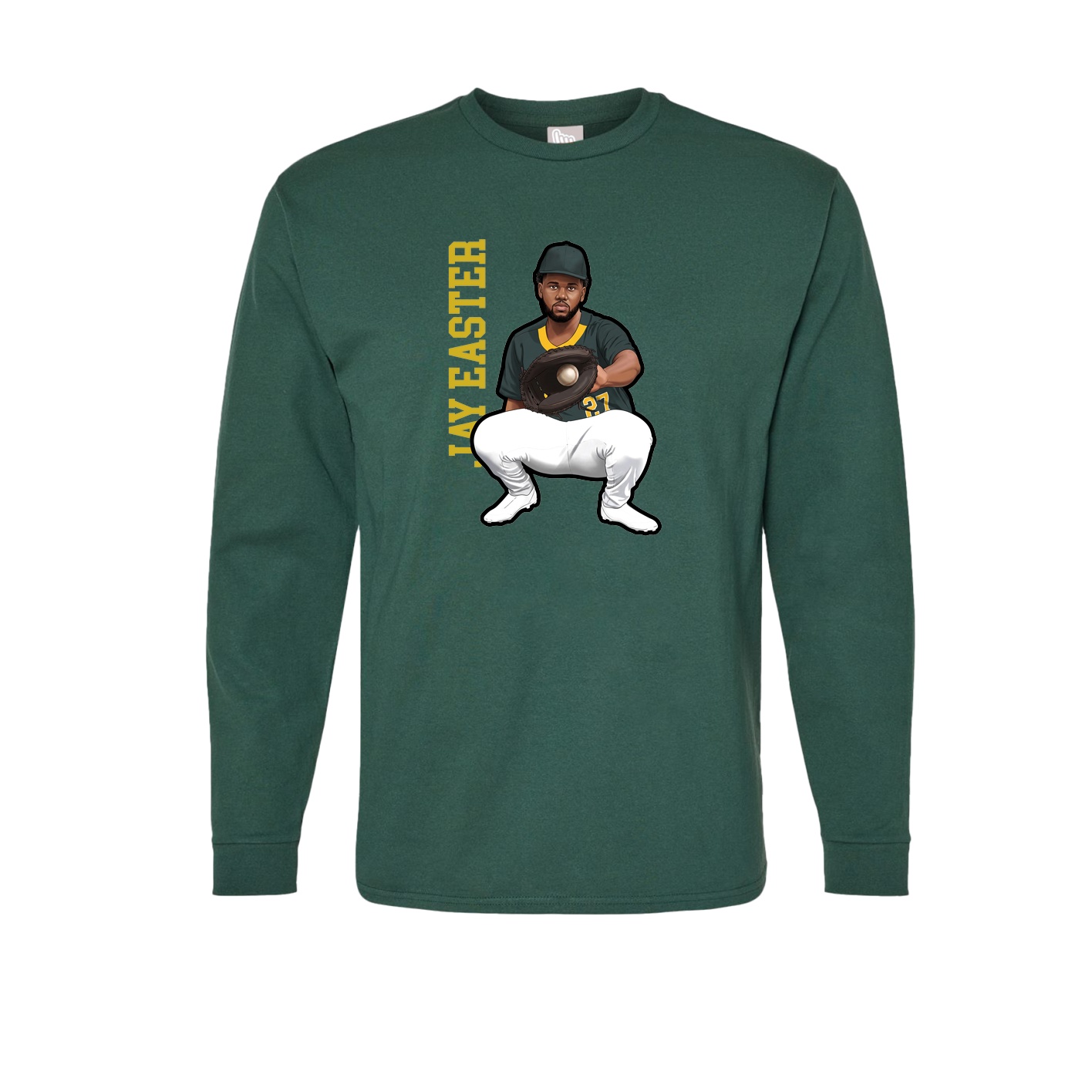 Long Sleeve Tee — Name Vertical in Green