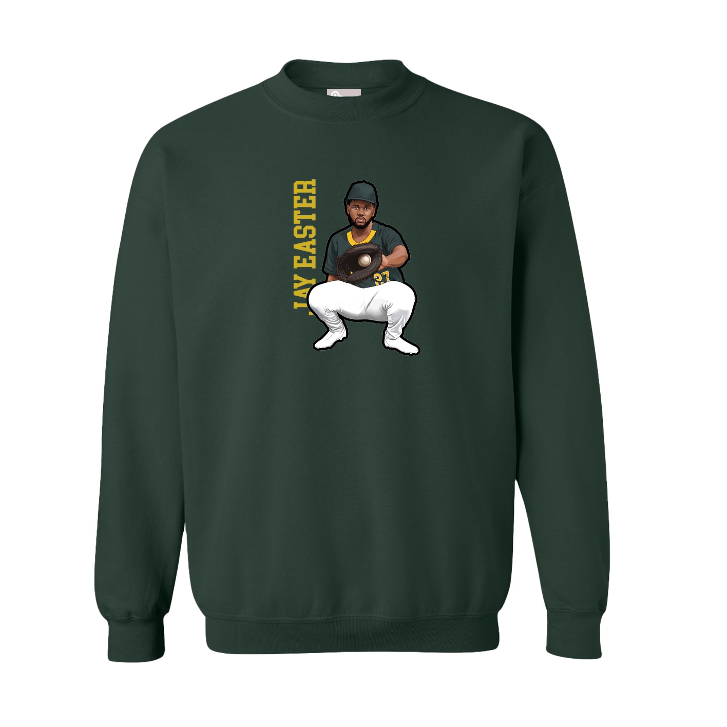 Fleece Crew — Name Vertical in Green